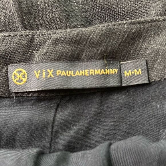 VIX Paula Hermanny Leda Long Maxi Cut Out Dress Black Linen Sz M - Picture 9 of 13